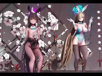 Karin x Asuna - Sexy Dance In Bunny Suit + Gradual Undressing (3D HENTAI)