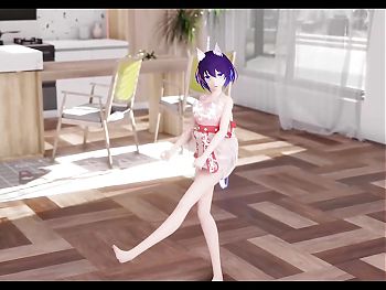 Nozomi - Cute Cat Girl Dancing + Gradual Undressing (3D HENTAI)